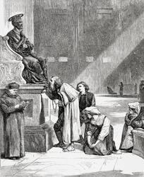 People Kissing the Feet of the Statue of Saint Peter Inside Saint Peter