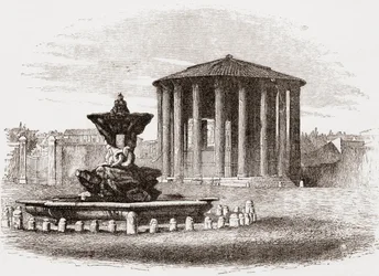 Temple of Vesta, Roman Forum, Rome, Italy in the Late 19th Century. From Italian Pictures by Rev. Samuel Manning, Published c.1890.
