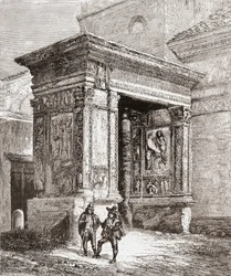 The Arcus Argentariorum, in the Western Wall of the Church of San Giorgio al Velabro, Rome, Italy in the Late 19th Century. From Italian Pictures by Rev. Samuel Manning, Published c.1890.