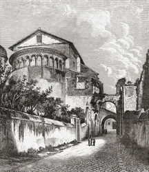 The Church of Santi Giovanni e Paolo, Celian Hill, Rome, Italy in the Late 19th Century. From Italian Pictures by Rev. Samuel Manning, Published c.1890