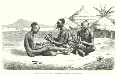 Shuli playing music (engraving)