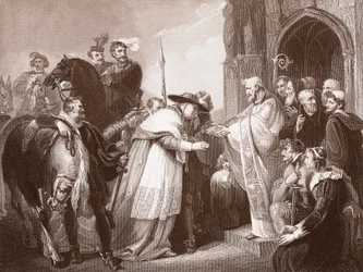 Cardinal Wolsey at Leicester Abbey, Engraved by R. Walther