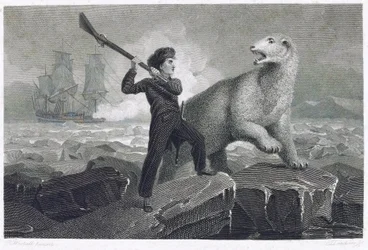The young Horatio Nelson (1758-1805), while taking part in an expedition to the North Pole in 1773, he fought a polar bear on the ice, while his gun was jammed, he tried to repel him by punching him with his butt, because he wanted to give his father a coa