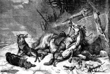Traveller on Horseback Attacked by a Pack of Wolves