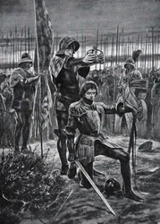 Henry VII crowned at Bosworth, illustration from 