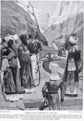 British taking possession of Aden, illustration from 