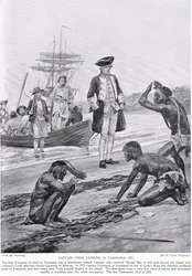 Captain Cook Landing in Tasmania, 1777, Illustration from 