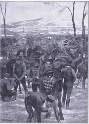 Japanese Cavalry Encampment at Seoul: Farriers at Work