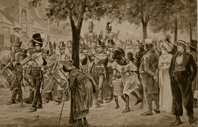 British forces marching into Cape Town (illustration from 