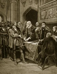 Lord Thomas Fitzgerald throws down his sword, illustration from 