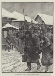The Famine in Russia, Examining Passes at the Entrance to a Town