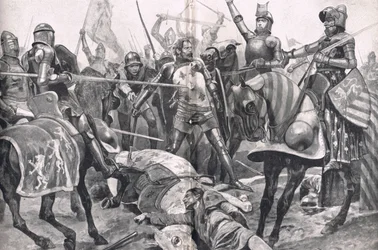 The Last Stand by John II France at the Battle of Poitiers, Illustration from 