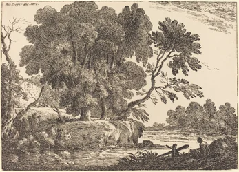 Landscape with Group of Trees Surrounded by Water
