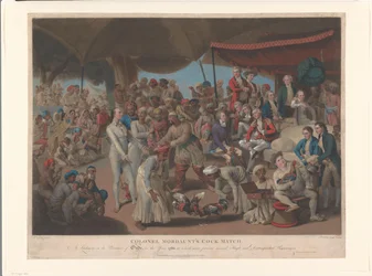 John Mordaunt and Asaf-ud-Daula watching a cockfight, Colonel Mordaunt