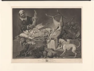 Merchant Displays Game, Artichokes, Pumpkins, and a Lobster (title on object: The Larder)