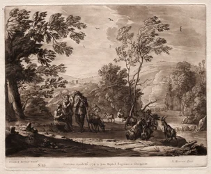 Liber Veritatis: No. 25, A Mountainous and Wooded Landscape with Shepherds Playing and Goats Browsing