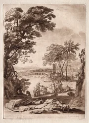 Liber Veritatis: No. 47, A River Scene with the Finding of Moses