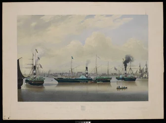 To the Humber Union Steam Packet Company this Engraving of the Steam Ship Wilberforce in three positions with a view of The Port and Town of Hull
