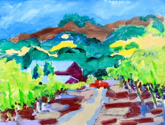 Red Truck in a Vineyard, California