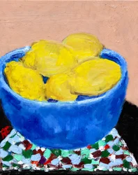 Still Life with Lemons in a Blue Bowl