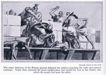 The Siege of Carthage 146 BC. Roman Soldiers Entering Carthage