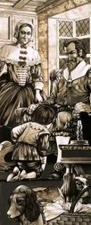 A 17th Century Boy Kneels in Front of His Father in Penitence