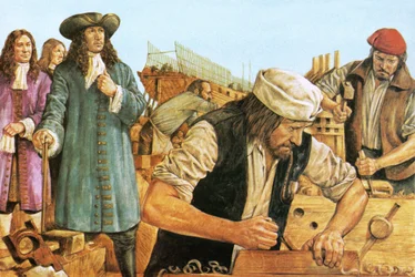 Peter the Great visiting a shipyard