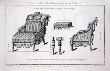 Turkish Style Bergere Armchair, from Oeuvres Diverses de Lalonde, Decorateur et Dessinateur, Published 1780-96