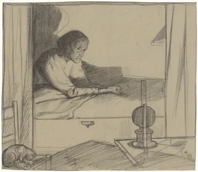 Woman Hogerhuis, Sitting in Bed (Second Design)