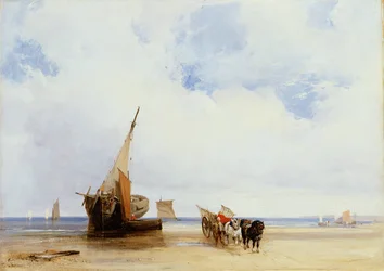 Beached Vessels and a Wagon near Trouville