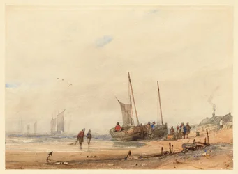 Coast with Beached Boats and Figures