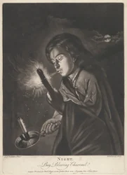 Night - Boy blowing Charcoal