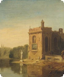 A Lake with a Pavilion and a Statue, Italy