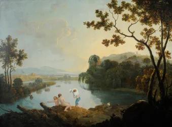 Classical Landscape with Boys Bathing