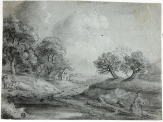 Landscape with Woman and Cows