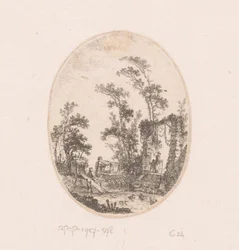 Duck pond with some trees around (Collection of views, landscapes, antique fragments and historical subjects)