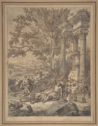 Silvio Approaches Dorinda Whom He Has Wounded with an Arrow, ca. 1700