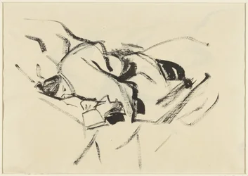 Reclining Woman on Cushions with a Book