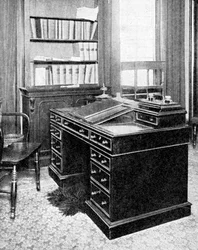 Chair & Desk of Charles Dickens, used at Gadshill, 1923