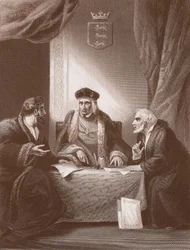 Henry VII with Empson and Dudley, Engraved by A.H. Payne