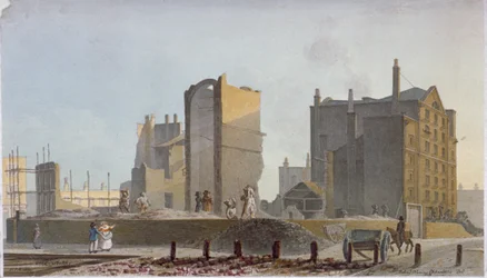 Ruined building, Commercial Road, Stepney, London, 1820