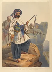 Ko-i-Staun foot soldiery in summer costume, actively employed among the rocks