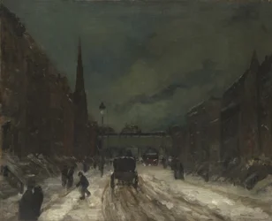 Street Scene with Snow (57th Street, NYC)
