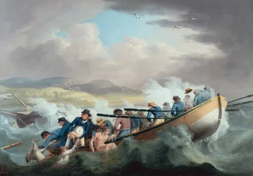 Survivors from a shipwreck off the Isle of Wight being rescued by the crew of H.M.S. Juno