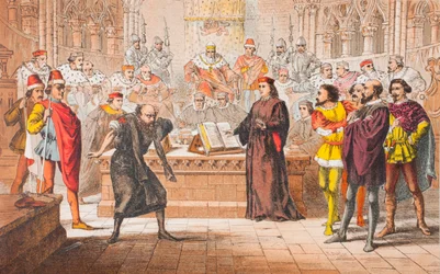 Shylock speaks in The Merchant of Venice, Act IV, Scene I, 