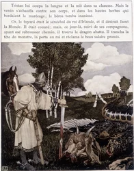 Tristan near the Dead Dragon - in Le Roman de Tristan et Iseult by Bédier, illustrated by Robert Engels, ed. of Art, Paris