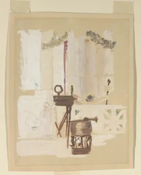 Study for the entrance of a temple, "Vintage Festival", Mendelssohn Glee Club, New York, NY
