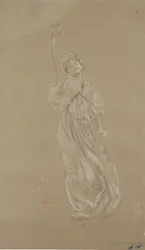 Study of Standing Draped Female Figure for Moods to Music Mural