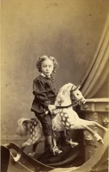 Young Boy Sitting on a Rocking Horse, 1860s