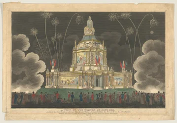 A View of the Temple of Concord Erected in the Green Park, to Celebrate the G...